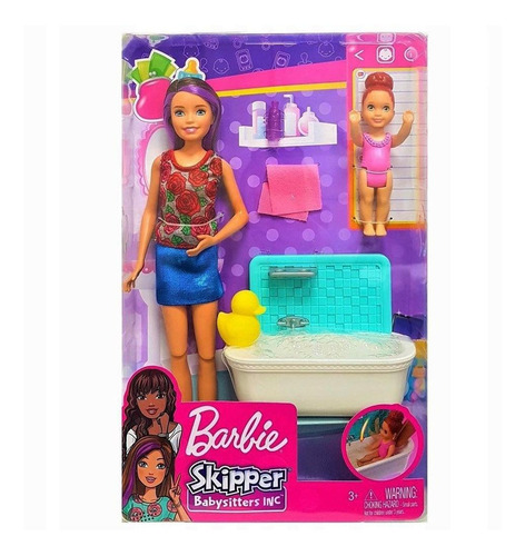 Barbie Skipper Niñera - Hora Del Baño Fhy97