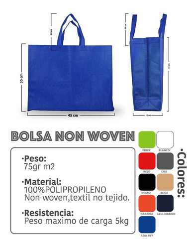 100 Bolsas Non Woven Ecológicas Impresas 1 Tinta