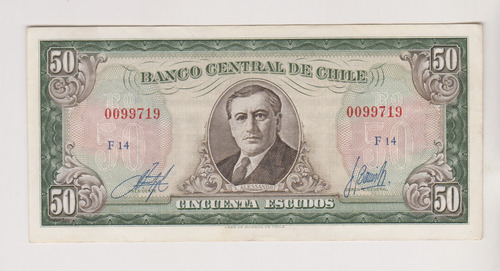 Billete Chile 50 Escudos Año 1962/75 Excelente ++