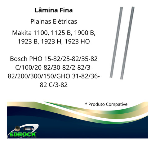 Lamina Faca 82mm Hss Para Plaina Elétrica Makita Bosch Skill