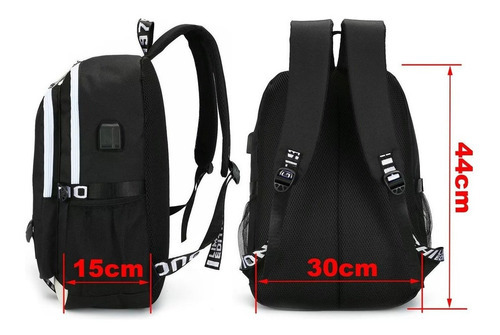 Mochilas escolares impermeáveis Demon Slayer com porta USB Color Tokitou Muichirou