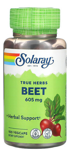 Beterraba Beet 605mg 100 Cápsulas Veg - Solaray Imp Eua Sabor Without flavor
