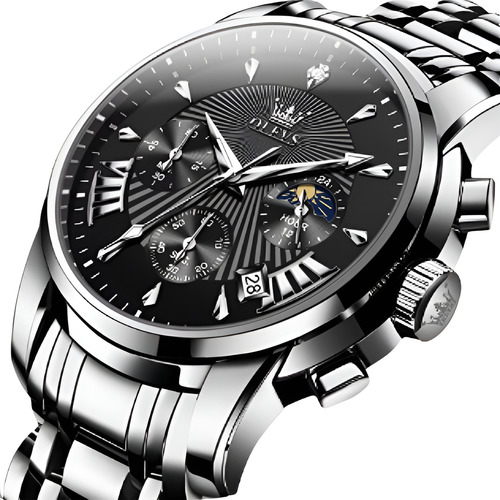 Reloj Olevs 2892 Hombre Acero Inoxidable Plateado Plateado Plateado Negro