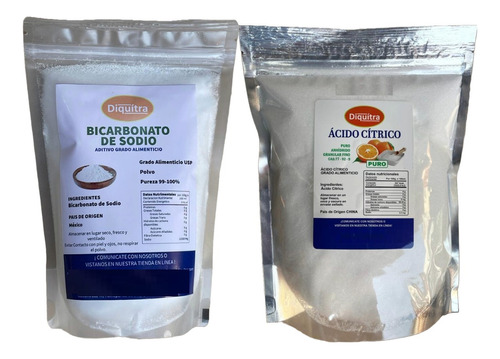 Bicarbonato De Sodio Y Acido Cítrico 1 Kg Grado Alimenticio