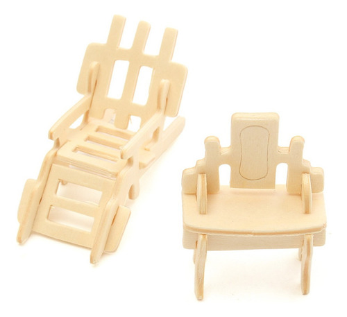 I 34pcs 3d Diy Muebles De Madera Miniatura Casa De Muñecas