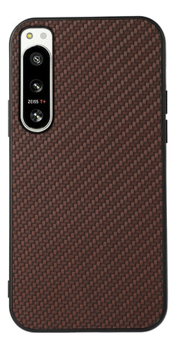 Funda Pu Con Textura De Fibra De Carbono Para Sony Xperia 5