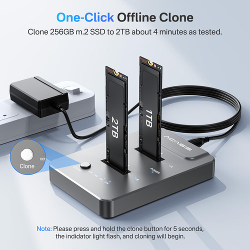 Duplicador Acasis Nvme M.2 Clon Usb C Doble Bahía