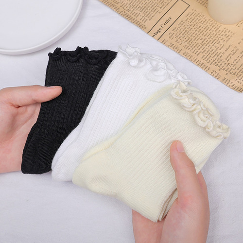 Ya 5 Pares De Calcetines De Algodón Con Volantes, De Tubo