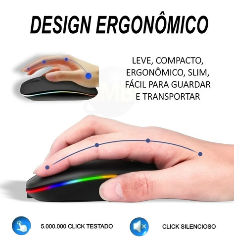 Mouse Sem Fio Bluetooth Recarregável