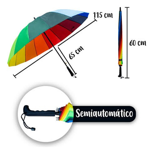 Sombrilla Grande Color Arcoiris Pride Orgullo Lgbt Raibow