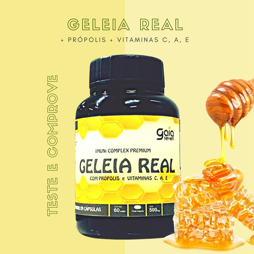 Jalea real liofilizada con propóleo y vitaminas, 60 tazas de sabor sin sabor
