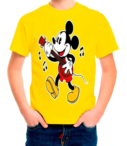 Polera Estampada 100% Algodon Niño Mickey Cantando