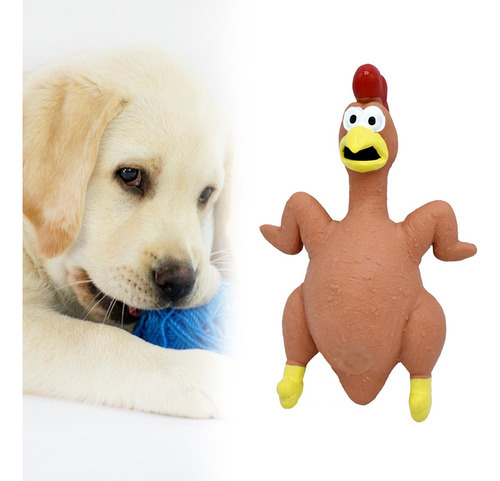 Pollo De Goma Con Sonido, Novedad, Divertido Juego Marrón
