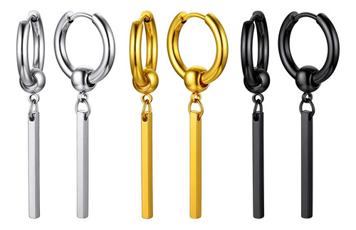 Pendientes De Aro Huggie Con Barra Colgante Para Hombres Y M