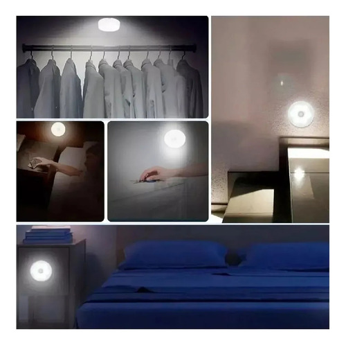 Luz Led Con Sensor Movimiento Recargable Usb Adhesiva Iman Interior Clóset Escalera Noche Emergencia Luz Nocturna Automática Pared Techo 100° Blanca