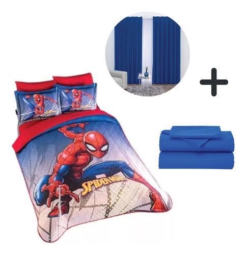 Edredón Neo Spider-man Ind C/ Sábanas Y Cortinas Concord