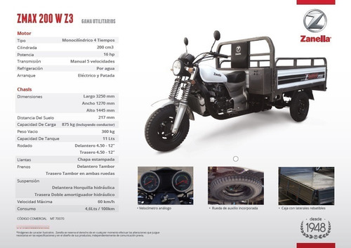Imagen 3 de 15 de Zanella Zmax 200 Utilitario Motocarro Ultimas Unidades