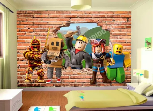 Papel De Parede Adesivo Para Quarto Infantil Roblox em Promoção na