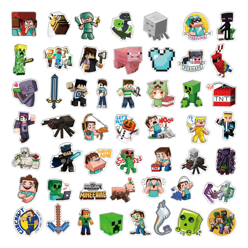 Pegatinas Minecraft Equipaje Pvc Impermeabilización, 100 Uni