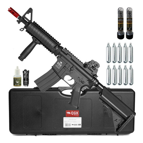 Fuzil Airgun M4 Pressão Co2 4.5mm Full Metal C/ Case Qgk