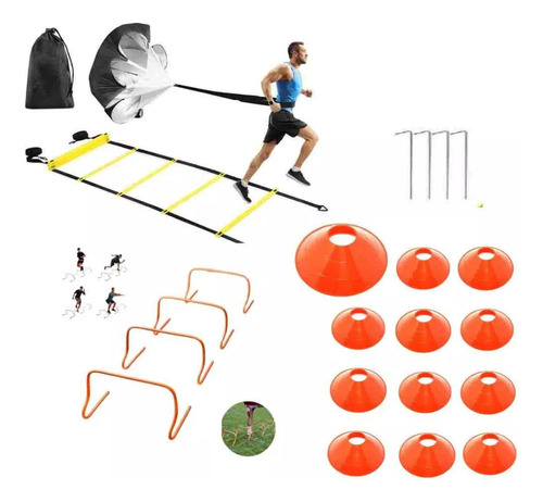 Kit De Entrenamiento Cono+escalera+paracaída/agilidad/futbol