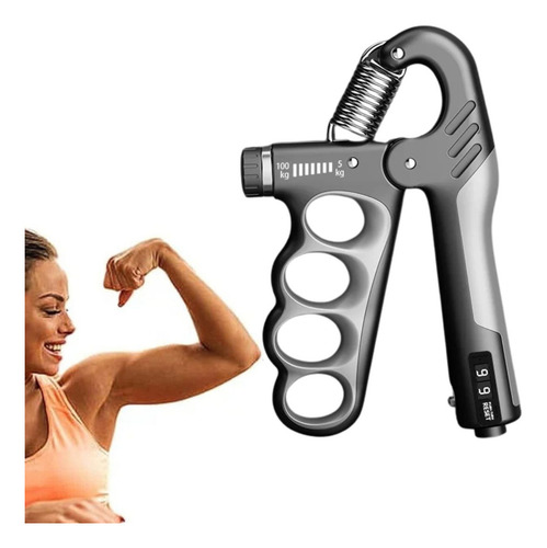 Hand Grip Mãos 5 A 100kg Ajuste Intensidade Treino Aparelho Cor Cinza