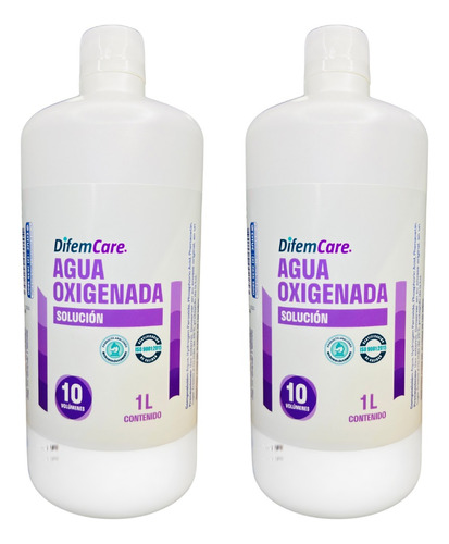 Pack 2 Agua Oxigenada Grande 1 Litro 10 Volumenes