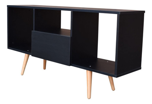 Hogare, Mueble Para Tv 60, Centro De Entretenimiento Mónaco, Diseño Moderno, Amplios Espacios, 1 Puerta, Resistente, Elaborado En Melamina Texturizada, Fácil Armado, Color Negro