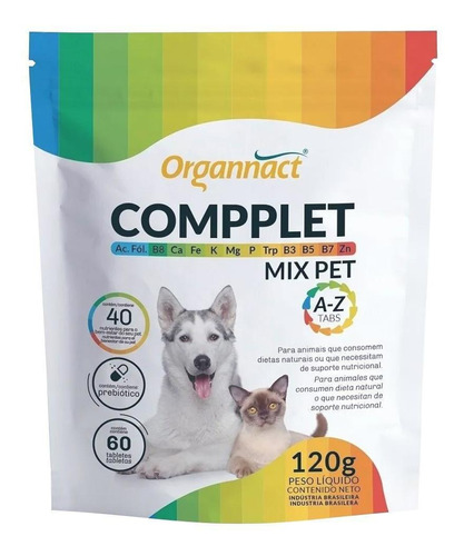 Suplemento Vitamínico Compplet Mix Pet 60 Tabletes Organnact