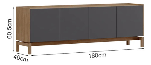 Rack Para Tv 65 Polegadas 2p 2g 180 Cm 2153 Tauari Concret M