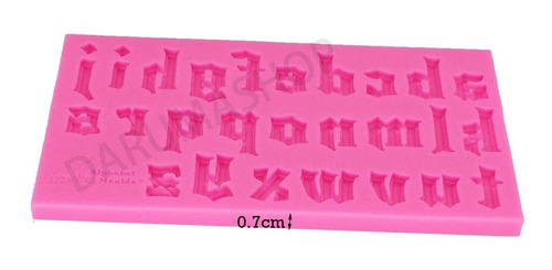 Molde Silicona Letras Minusculas Goticas Fondant Porcelana Color Rosa