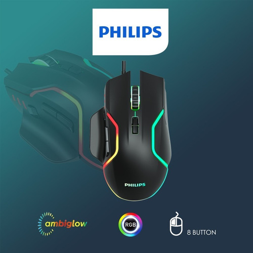 Imagen 4 de 4 de Mouse Gamer Philips G525 2400dpi Iluminado - Revogames