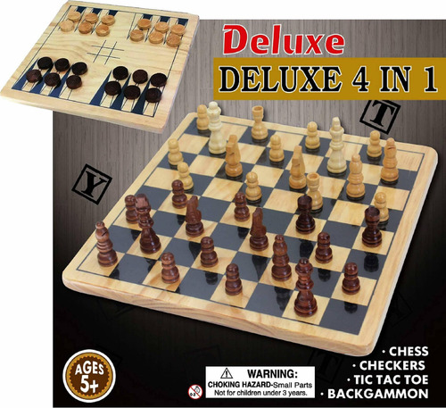 Ajedrez Deluxe 3 En 1 Juego De , Damas Y Backgammon  Fr80tb