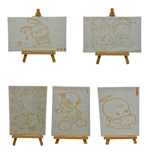 Imagen 3 de 5 de Kit Niños Lienzo + Pincel+ Tempera