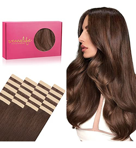 Wennalife Tape In Hair Extensions Human Hair, 20pcs 4rz8b