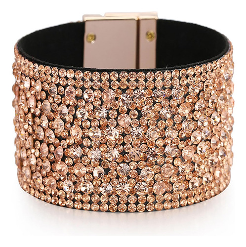 Pulsera De Diamantes De Imitación Negros Pulseras De Cuero P