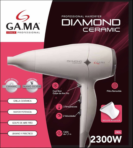 Imagen 6 de 10 de Secador De Pelo Gama Cabello Diamond Seca Potencia