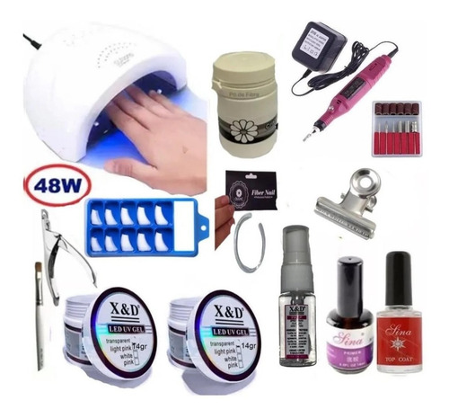 Xed Kit Unhas Gel Cabine Sun 48w Lixa Elétrica Profissional