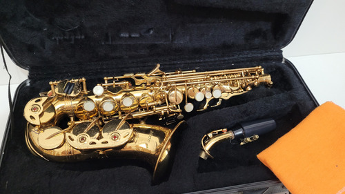 Saxofone Sib Ascent Soprano Curvo Dourado Completo 