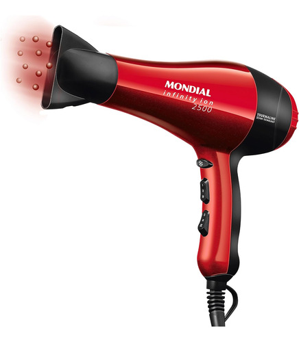 Secador De Cabelos Mondial Infinity Ion 2500 Sc-12 1900w Vermelho/preto
