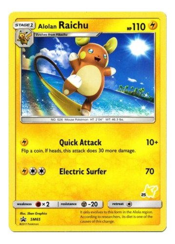 Carta Pokemon Raichu Sm65 Promocional