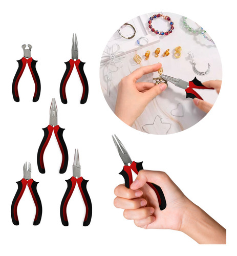 Juego de Pinzas Slim Company Multifuncional 5 Pzs Alicates Para Joyas, Corte Superior, Punta Diagonal, Punta de Aguja, Punta Redonda, Punta Doblada