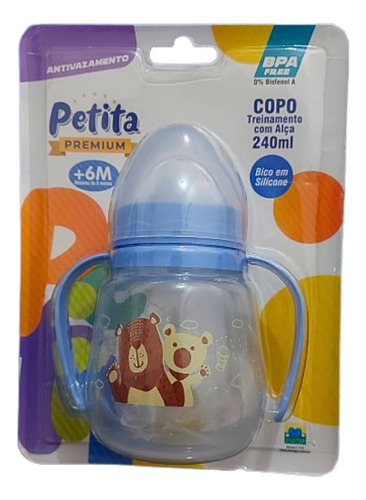 Copo Treinamento Com Alça 240ml - Petita Premium Cor Azul-claro Azul