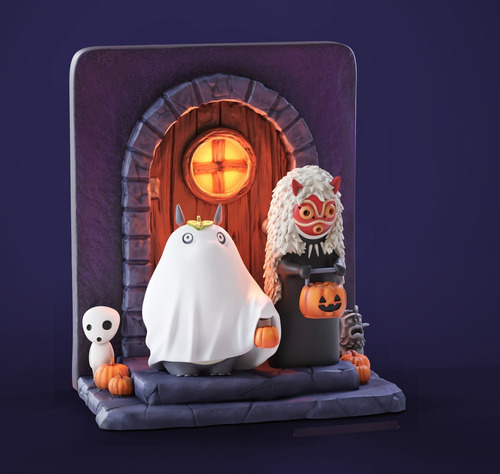 Imagen 1 de 4 de Halloween  Spooky Ghibli Diorama- Arte Plastico
