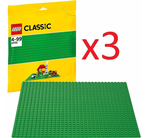 Kit Com 3 Bases Lego Verde - Lego Classic 10700