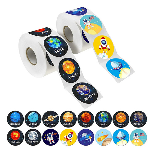 1000 Stickers Planetas Calcomanias Sistema Solar Cumpleaños