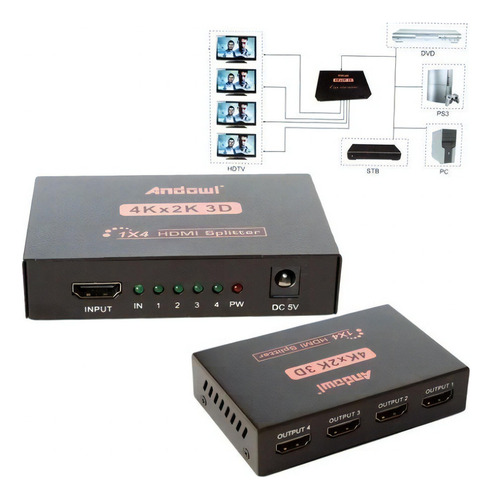 Adaptador Hub Splitter Switch Hdmi 4x1 4k 4 Salidas