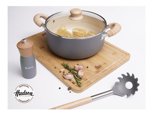 Cacerola Hudson Gris De Aluminio 26 Cm Con Antiadherente