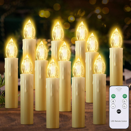 Velas Sin Llama, 12 Luces Led Parpadeantes Que Funcionan Con