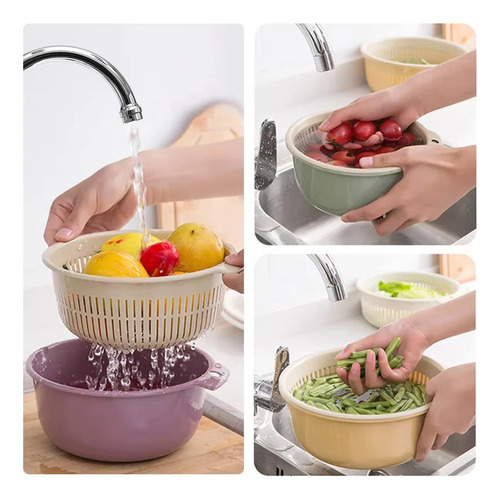 Fe Cesta De Desagüe For Frutas Y Verduras De Doble Capa For